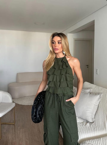 Cordset ORIANA - Completo top con balze e pantalone