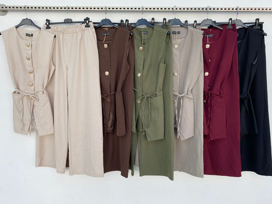 Cordset CARLA - Completo gilet con bottoni dorati e pantalone