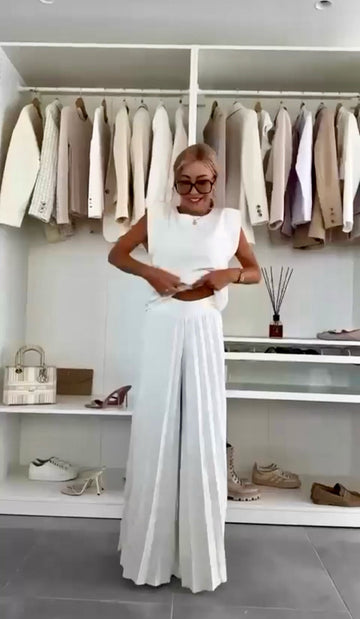 Cordset NILLA - Completo blusa e pantalone plissettato