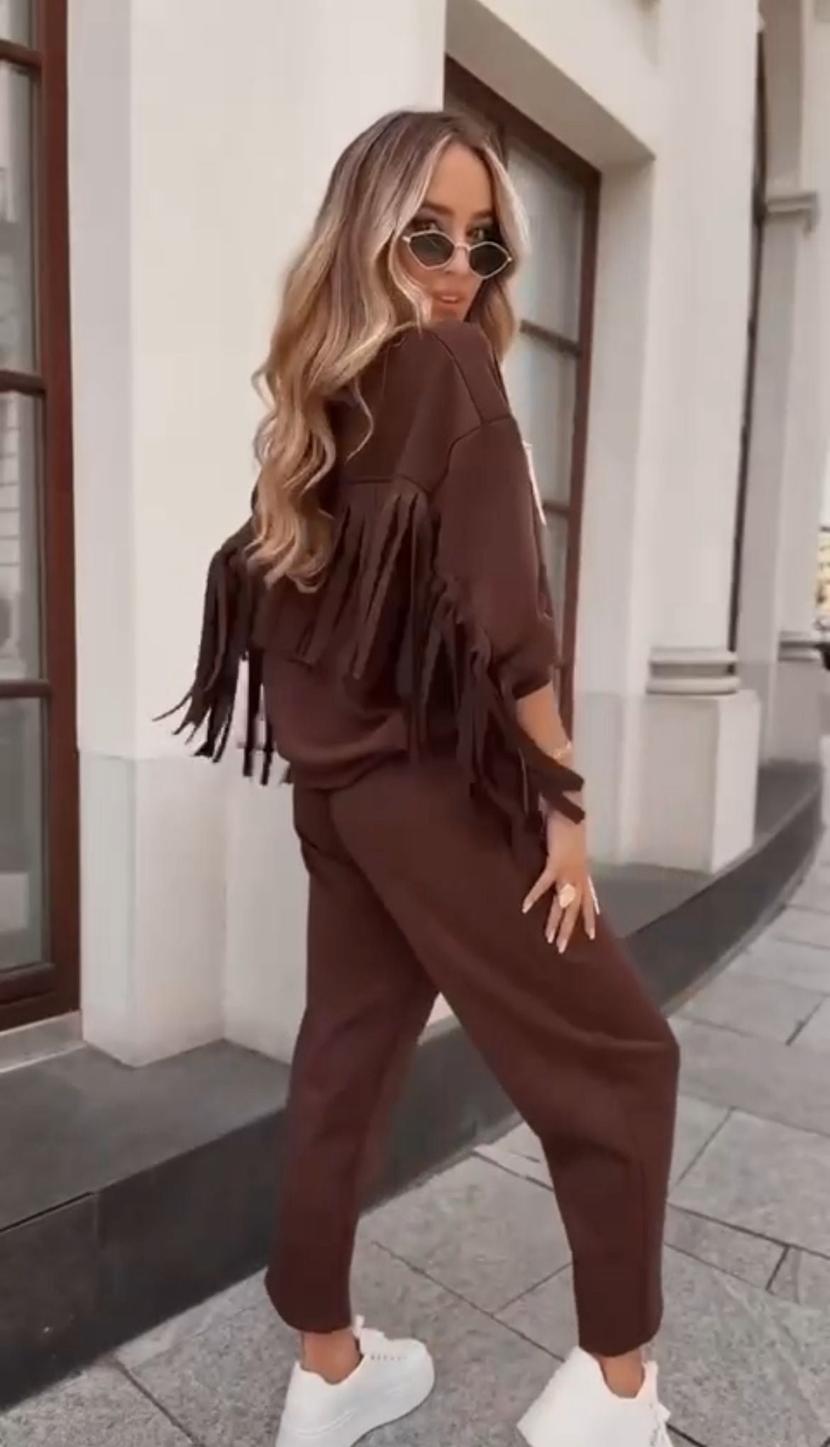 Tuta Léa - Completo felpa con frange e pantalone