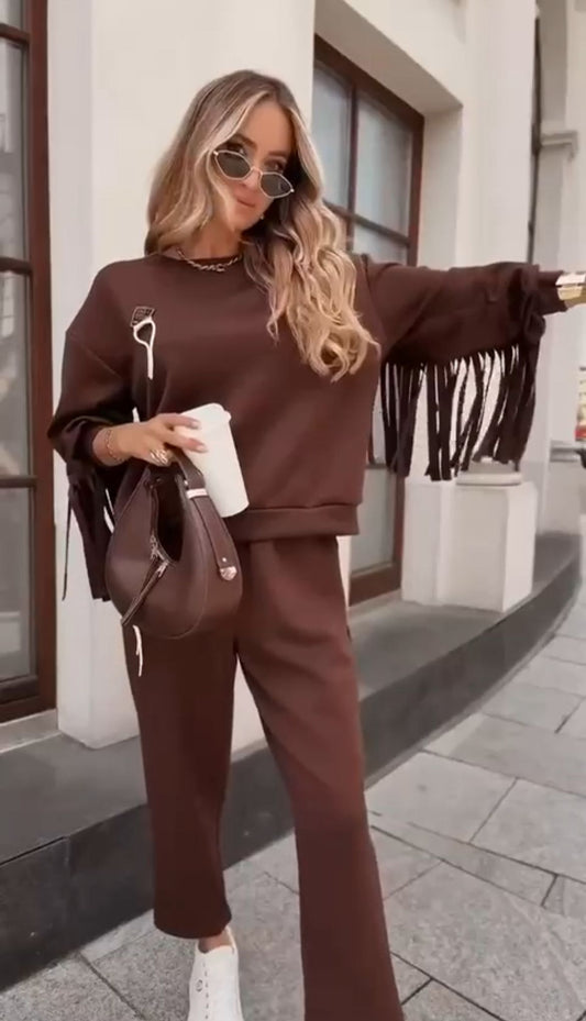 Tuta Léa - Completo felpa con frange e pantalone