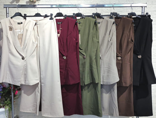 Cordset ANNE - Completo gilet bottone unico e pantalone