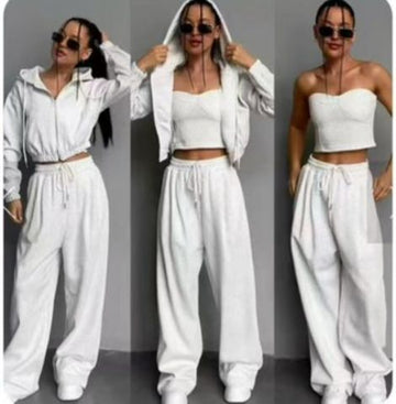 Tuta ALESSIA - Completo tre pezzi , top felpa e pantalone
