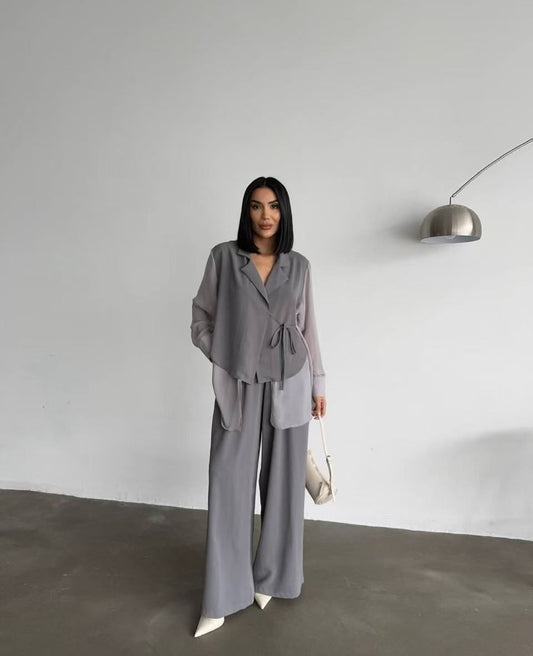 Tailleur WENDA - Completo giacca con maniche velate e pantalone a palazzo