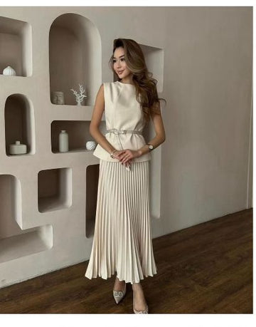 Cordset ANNABELLE - Completo top e gonna lunga plissettata